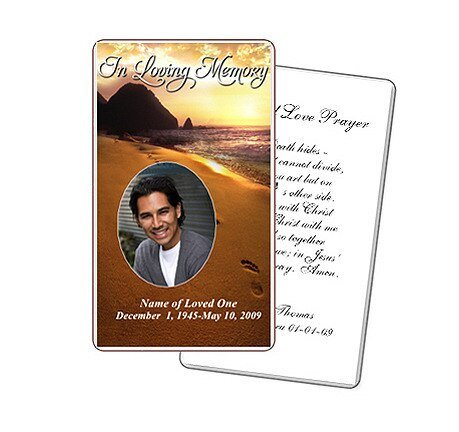 Footprints Prayer Card Template - The Funeral Program Site