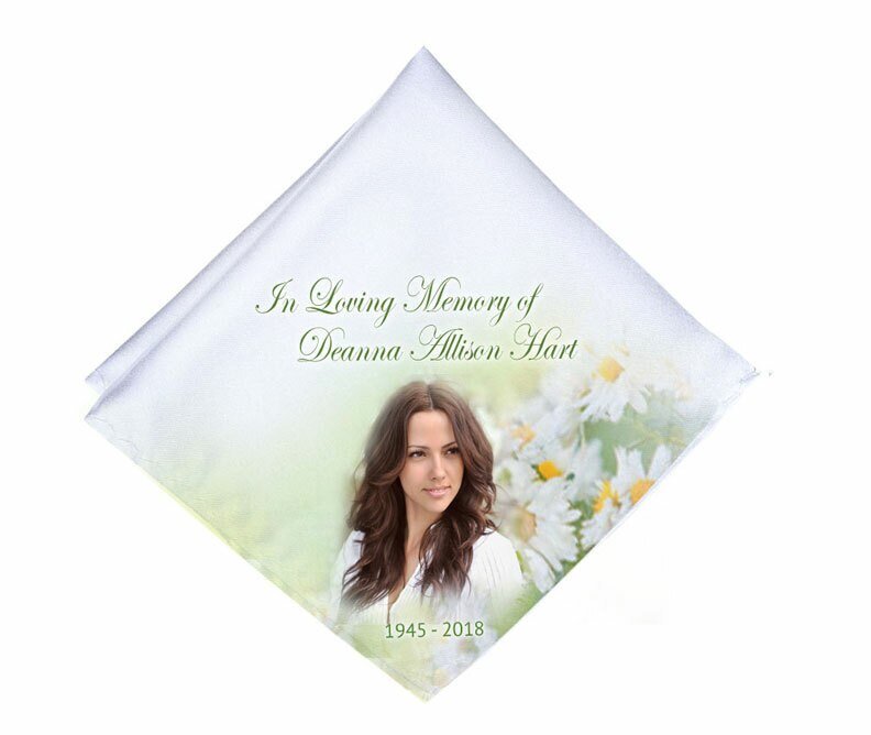 Fresh Daisies Personalized Memorial Handkerchief - The Funeral Program Site