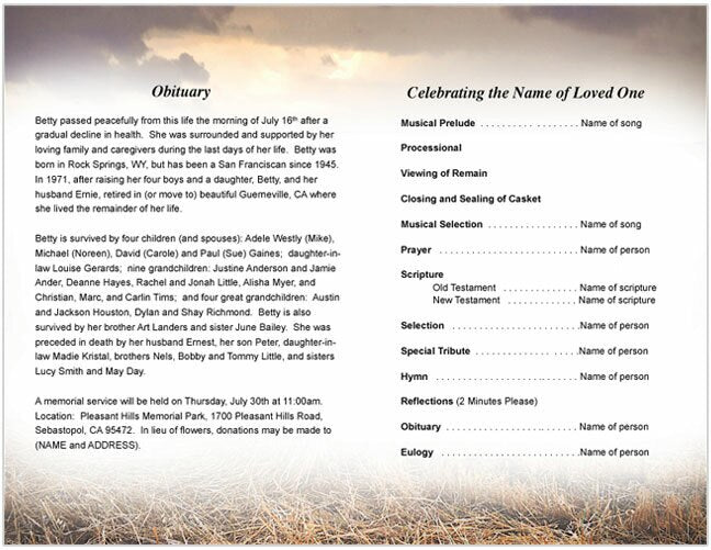 Fruition Funeral Program Template - The Funeral Program Site