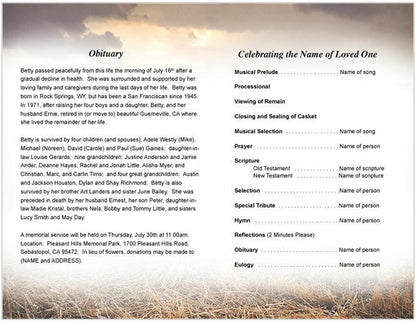 Fruition Funeral Program Template - The Funeral Program Site