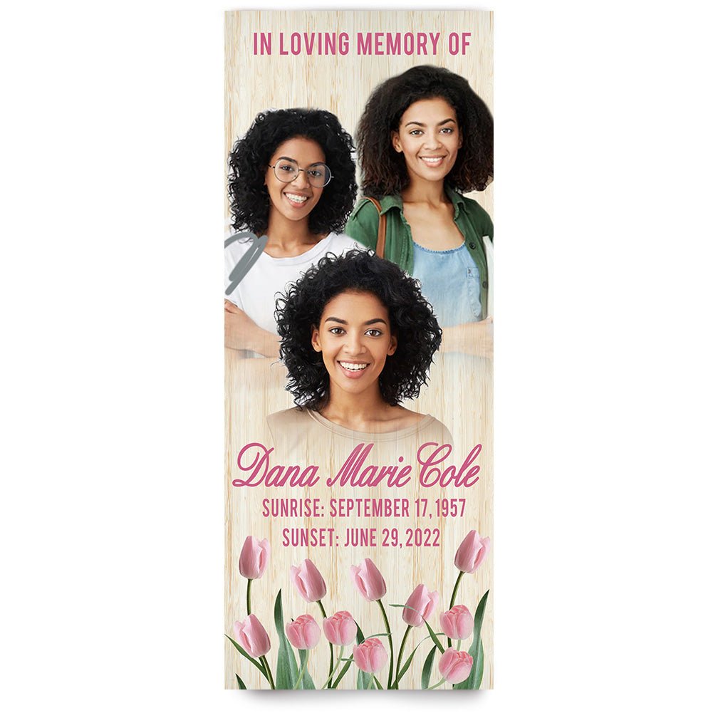 Funeral Banner 24 x 60 - Pink Tulips - The Funeral Program Site