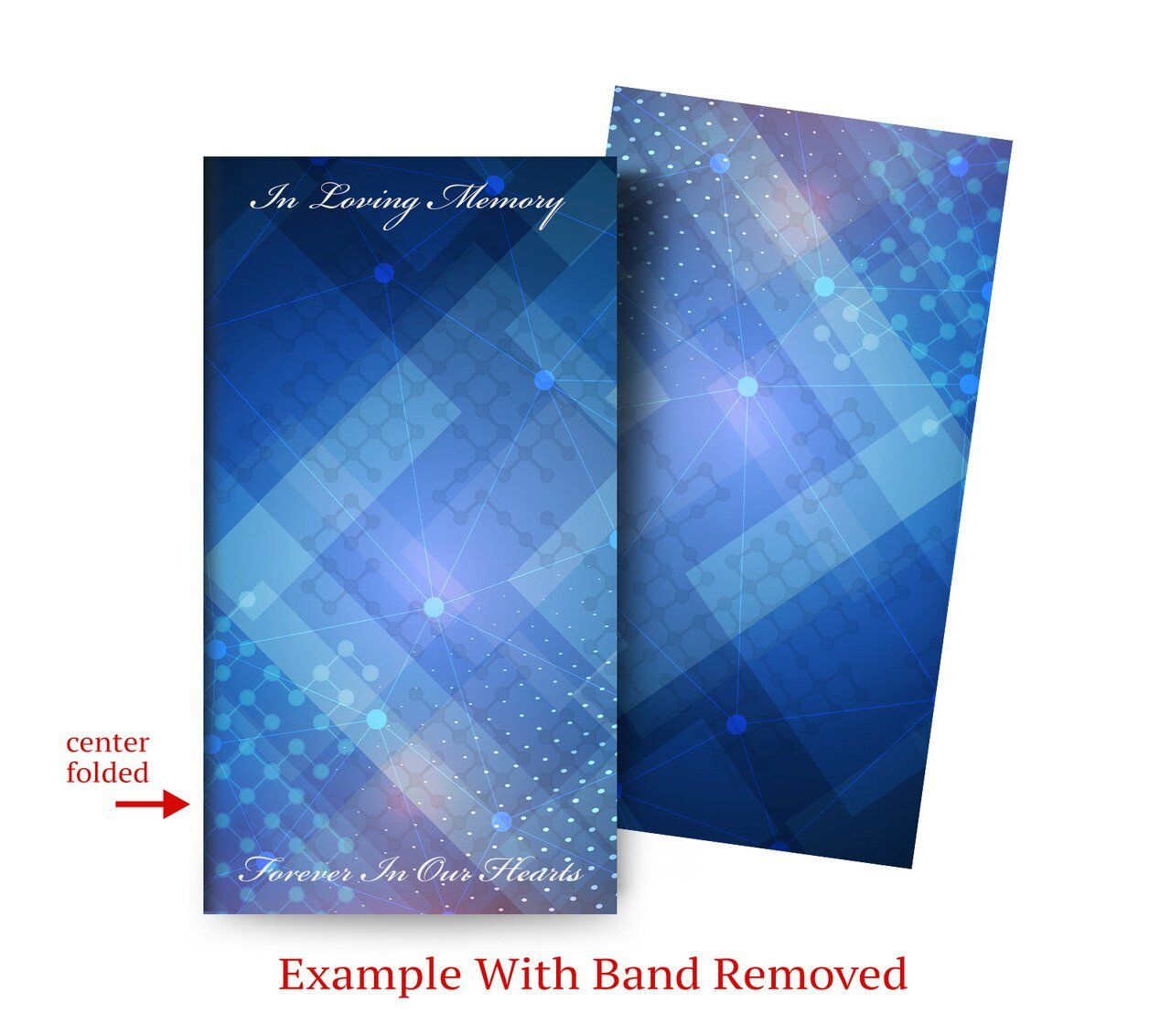 Funeral Program Blue Plaid With Laser Cut Flourish Band Design & Print (Pack of 25) - The Funeral Program Site