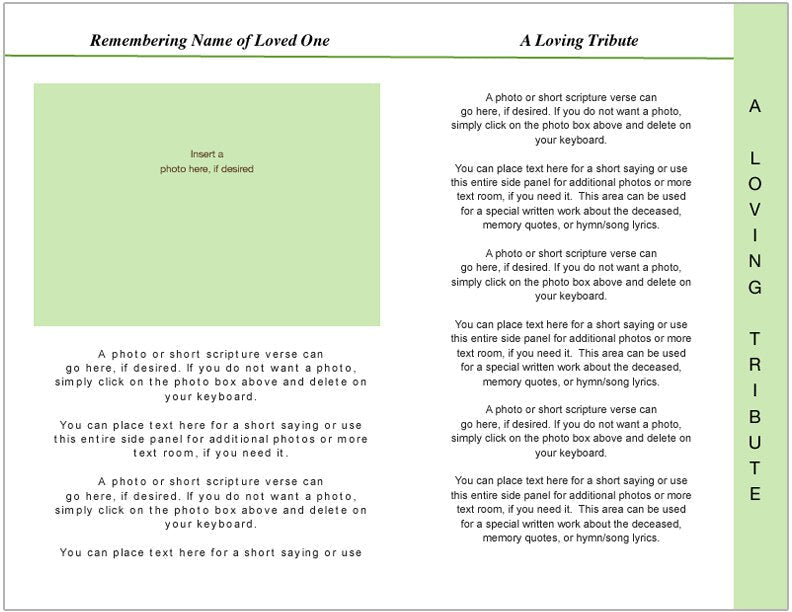 Garden 8 - Sided Graduated Funeral Program Template - The Funeral Program Site