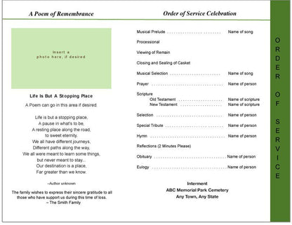 Garden 8 - Sided Graduated Funeral Program Template - The Funeral Program Site