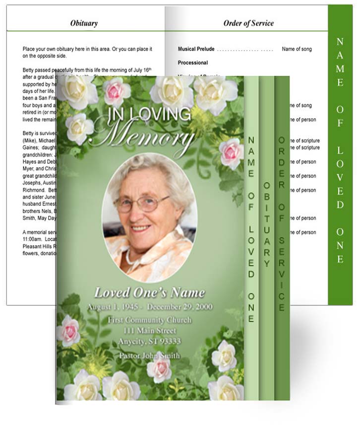 Garden 8 - Sided Graduated Funeral Program Template - The Funeral Program Site