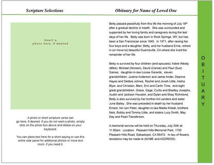 Garden 8 - Sided Graduated Funeral Program Template - The Funeral Program Site