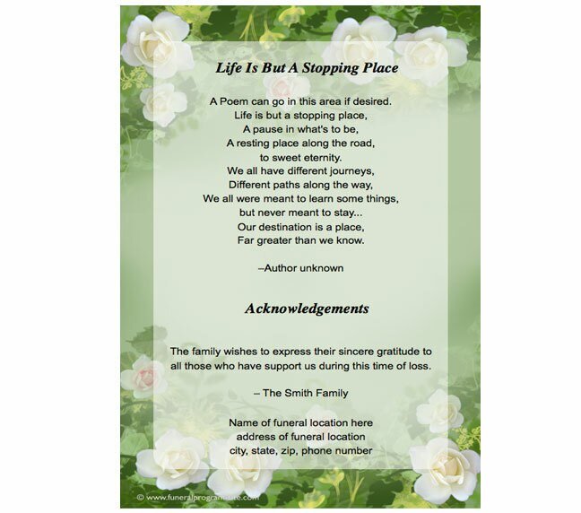 Garden 8 - Sided Graduated Funeral Program Template - The Funeral Program Site