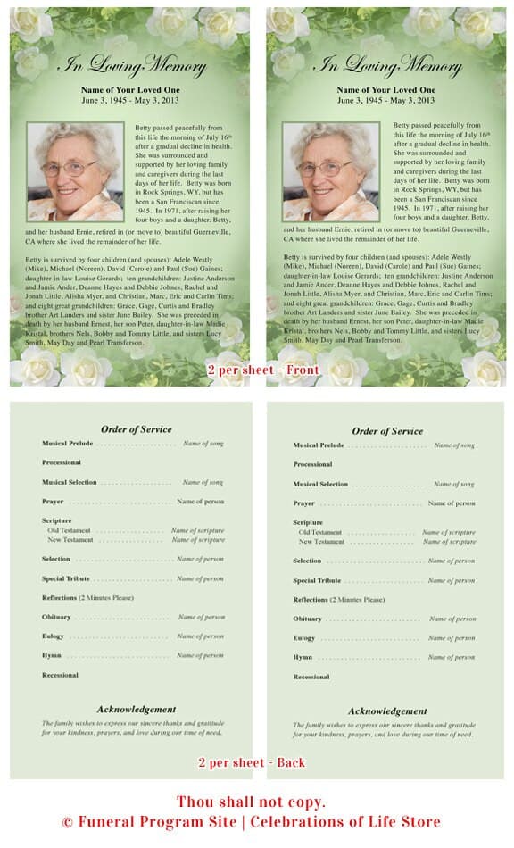 Garden Funeral Flyer Template - The Funeral Program Site