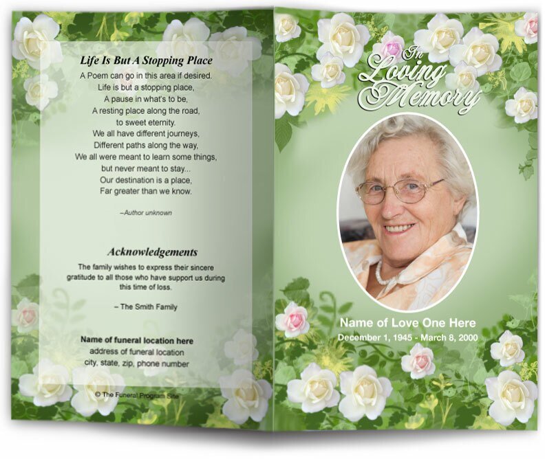 Garden Funeral Program Template - The Funeral Program Site