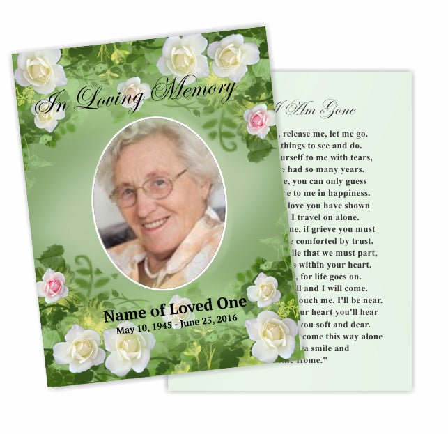 Garden Small Memorial Card Template - The Funeral Program Site