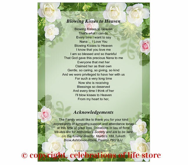 Garden Small Memorial Card Template - The Funeral Program Site