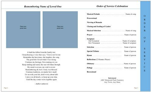 Gardener 8 - Sided Graduated Funeral Program Template - The Funeral Program Site