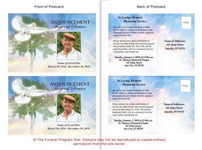 Gardener Funeral Announcement Postcard Template - The Funeral Program Site