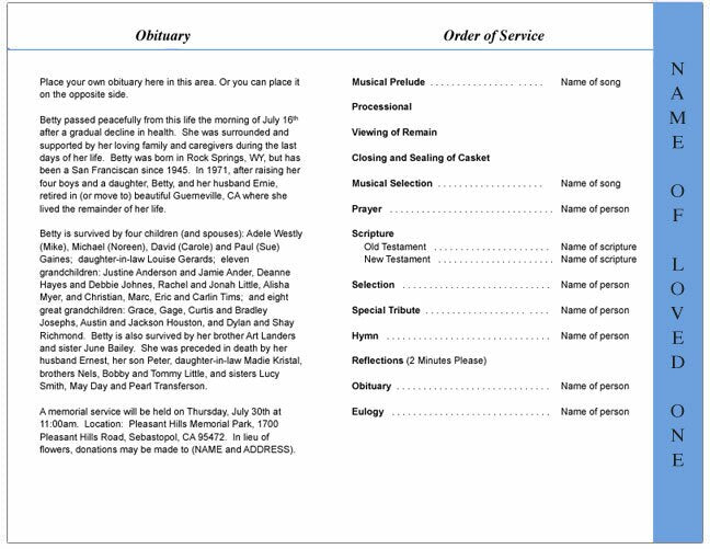 Gates 8 - Sided Graduated Funeral Program Template - The Funeral Program Site