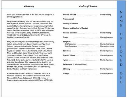 Gates 8 - Sided Graduated Funeral Program Template - The Funeral Program Site