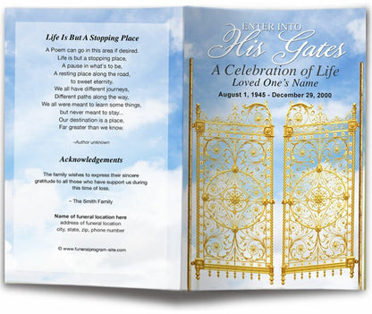 Gates Funeral Program Template - The Funeral Program Site