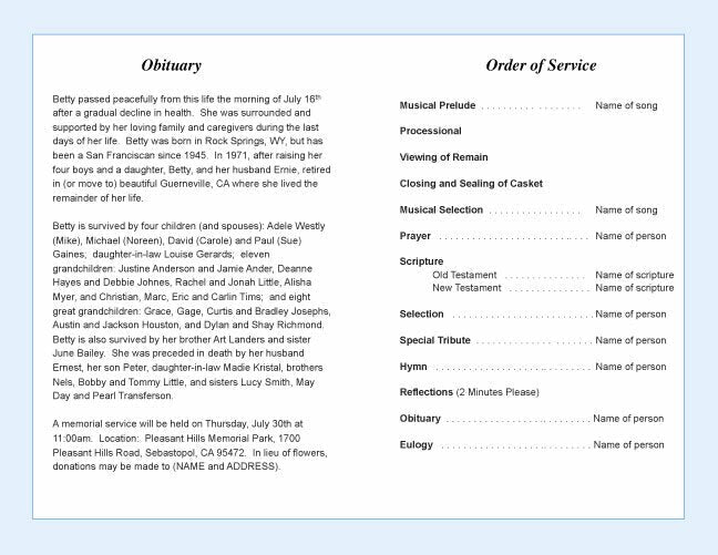 Gates Funeral Program Template - The Funeral Program Site