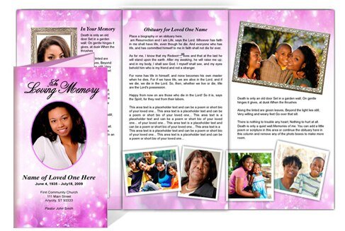 Glitter TriFold Funeral Brochure Template - The Funeral Program Site