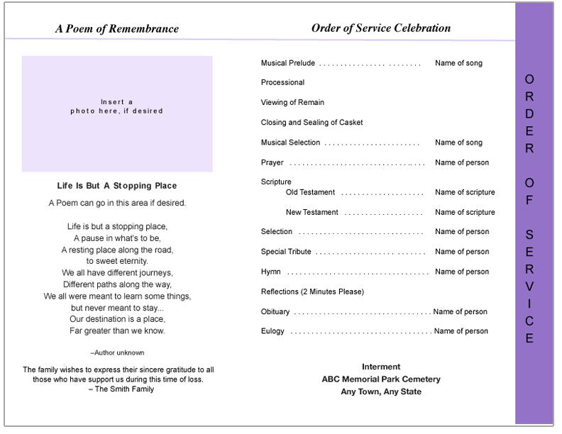 Glorify 8 - Sided Graduated Funeral Program Template - The Funeral Program Site