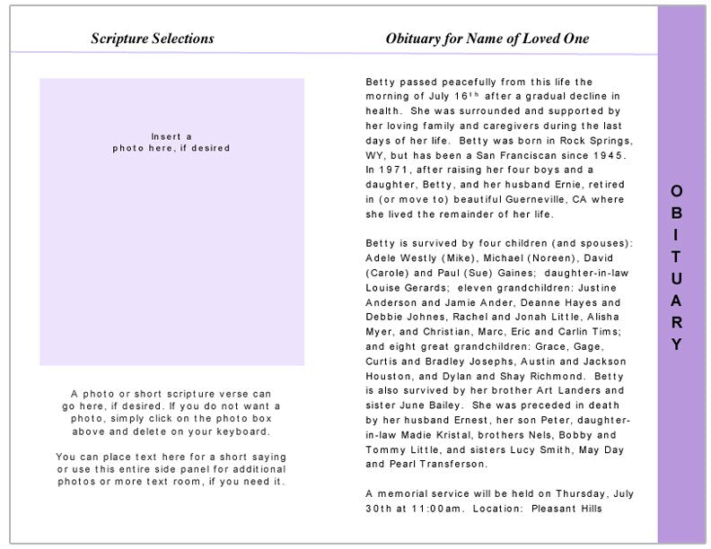 Glorify 8 - Sided Graduated Funeral Program Template - The Funeral Program Site