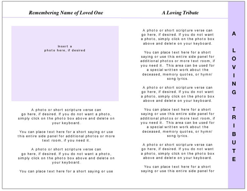 Glorify 8 - Sided Graduated Funeral Program Template - The Funeral Program Site