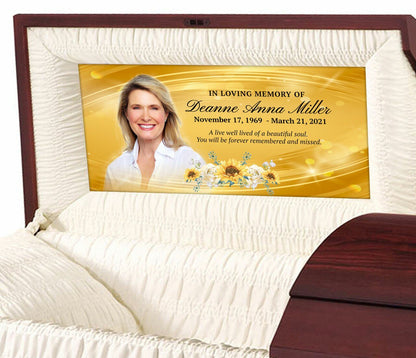 Gold Wave Custom Casket Panel Insert - The Funeral Program Site