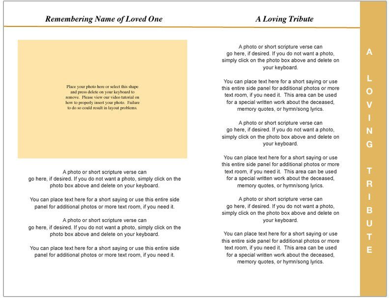 Golden 8 - Sided Graduated Program Template - The Funeral Program Site