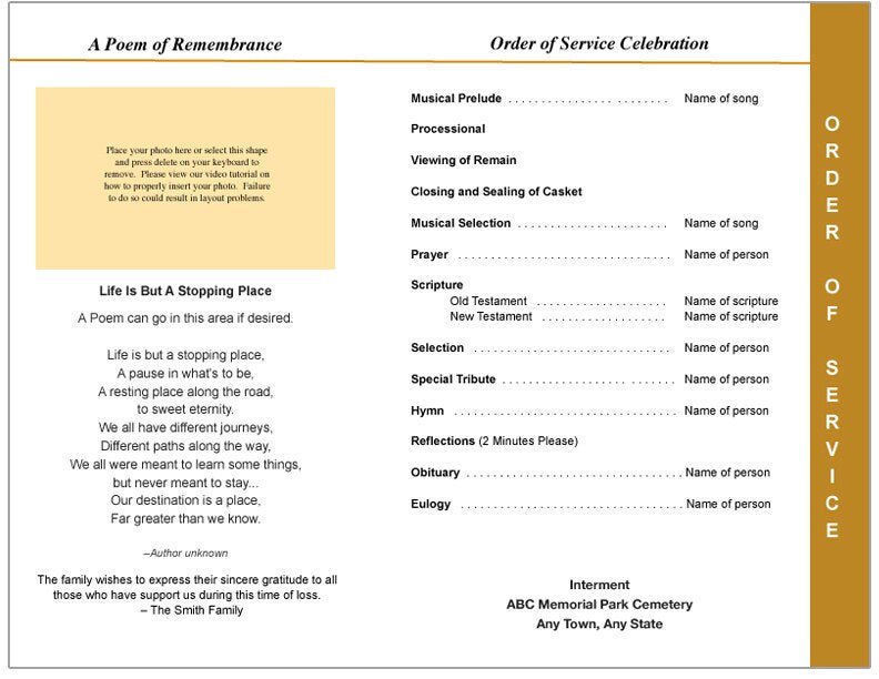 Golden 8 - Sided Graduated Program Template - The Funeral Program Site