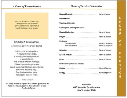 Golden 8 - Sided Graduated Program Template - The Funeral Program Site