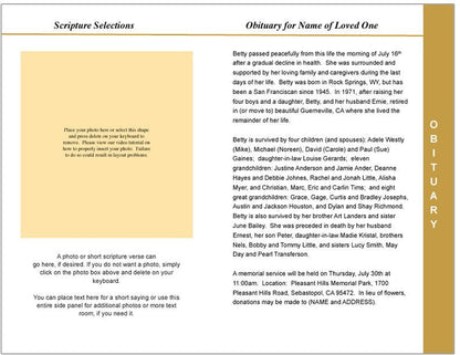 Golden 8 - Sided Graduated Program Template - The Funeral Program Site