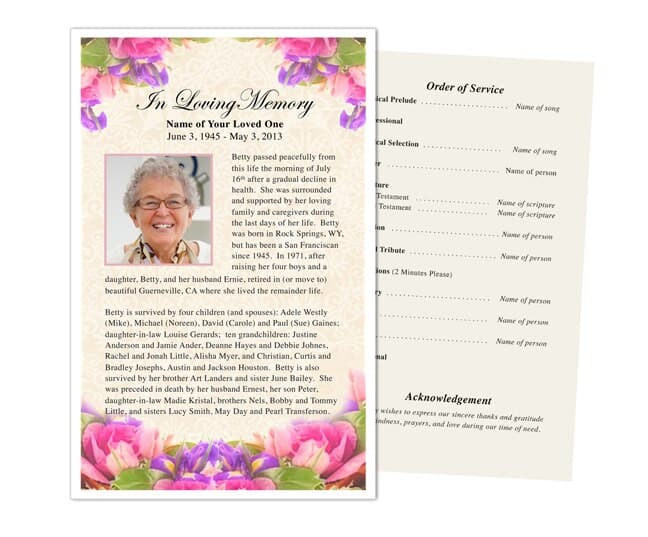 Golden Funeral Flyer Template - The Funeral Program Site