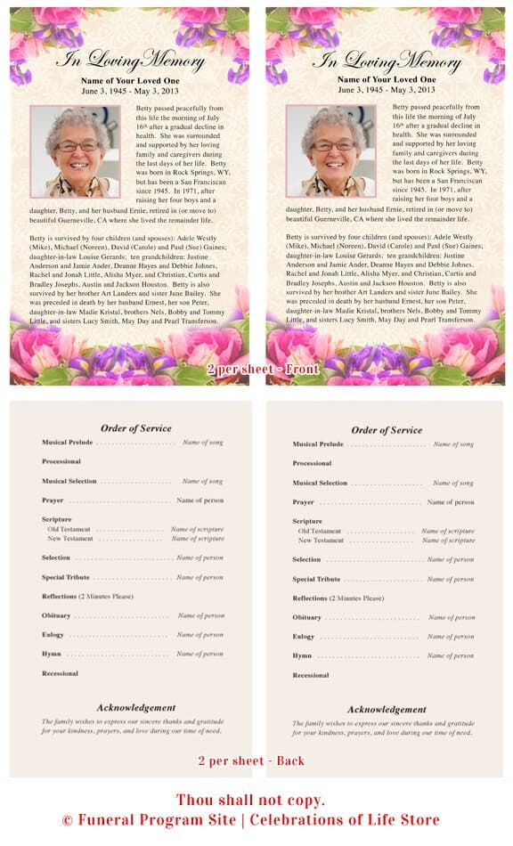 Golden Funeral Flyer Template - The Funeral Program Site