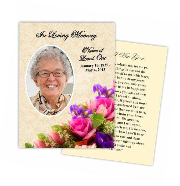 Golden DIY Funeral Card Template | Memorial Card – The Funeral Program Site