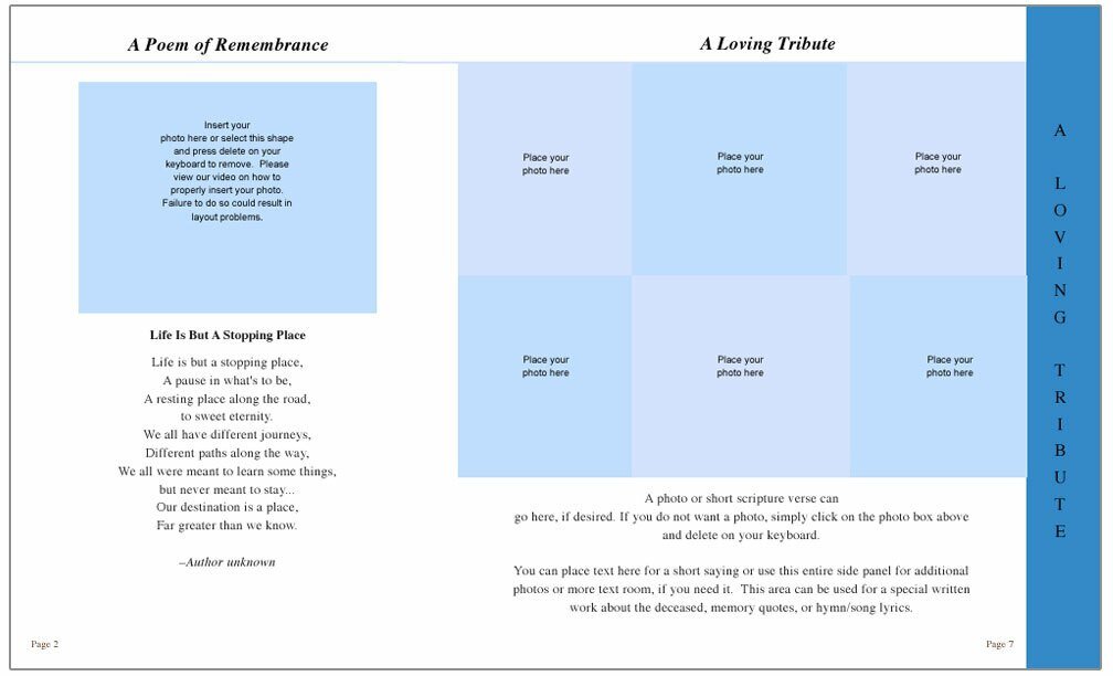 Golfer 8 - Sided Graduated Program Template - The Funeral Program Site