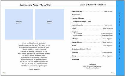 Golfer 8 - Sided Graduated Program Template - The Funeral Program Site