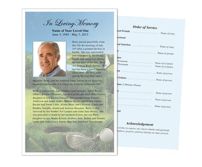 Golfer Funeral Flyer Template - The Funeral Program Site