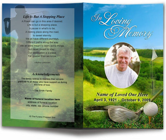 Golfer Funeral Program Template - The Funeral Program Site