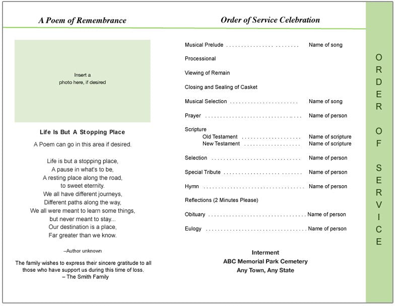 Graceful 8 - Sided Graduated Program Template - The Funeral Program Site