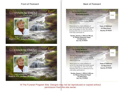 Graceful Funeral Announcement Postcard Template - The Funeral Program Site