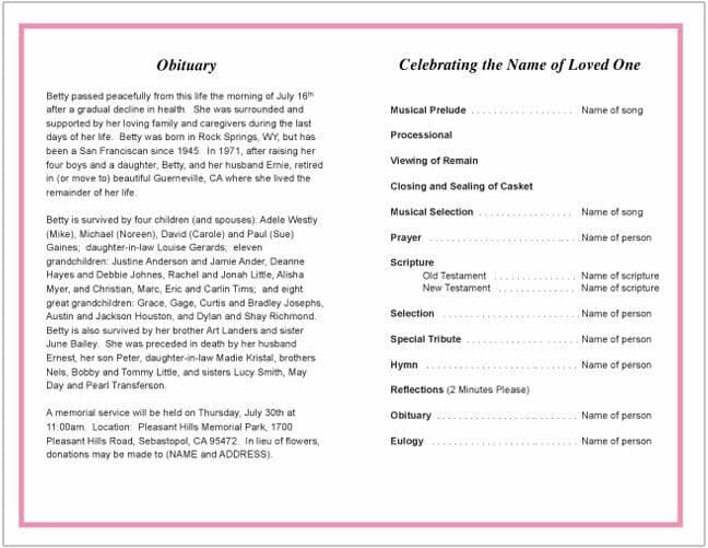 Gradient Funeral Program Template - The Funeral Program Site