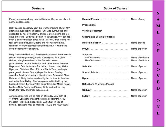 Sparkle 4-Sided Graduated Funeral Program Template.