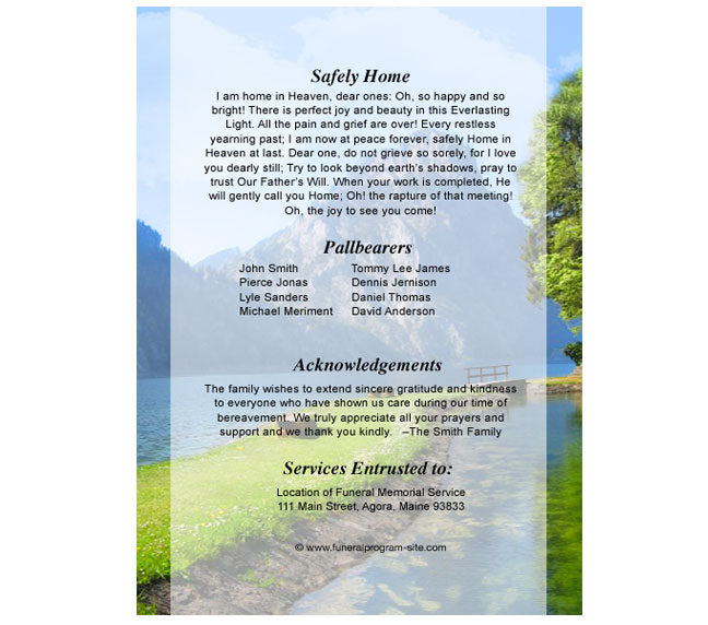 Reflection 4-Sided Graduated Funeral Program Template.