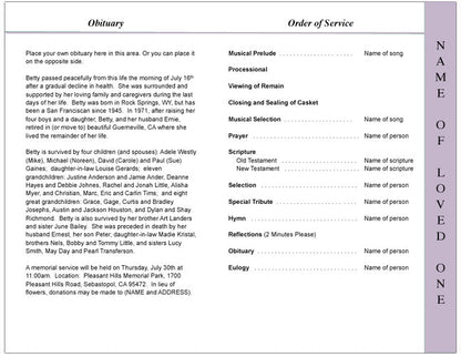 Beloved 4-Sided Graduated Funeral Program Template.