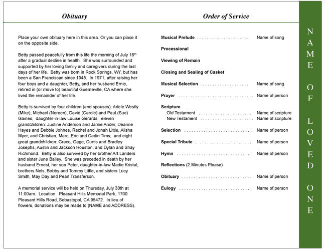 Divine 4-Sided Graduated Funeral Program Template.