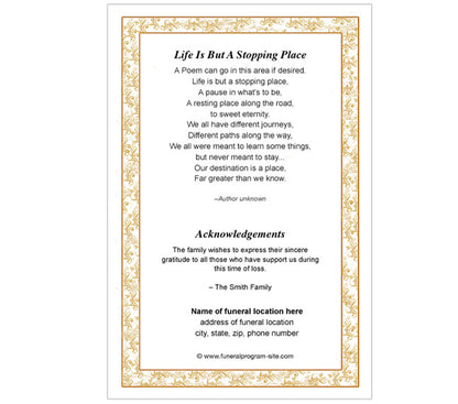 Caramel 4-Sided Graduated Funeral Program Template.