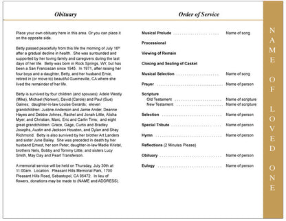 Caramel 4-Sided Graduated Funeral Program Template.