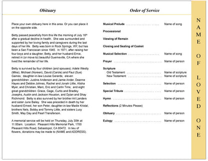 Imperial 4-Sided Graduated Funeral Program Template.