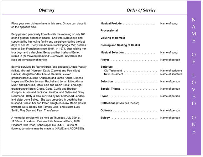 Delicate 4-Sided Graduated Funeral Program Template.