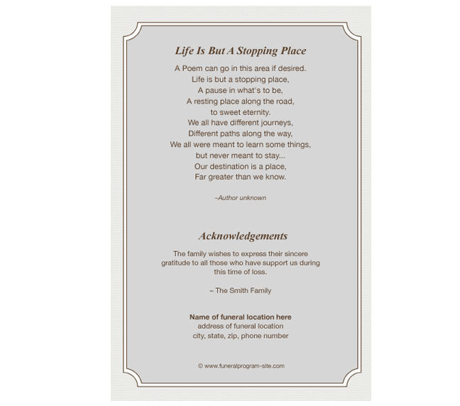 Celebrity 4-Sided Graduated Funeral Program Template.