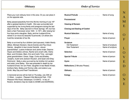 Goldenrod 4-Sided Graduated Funeral Program Template.